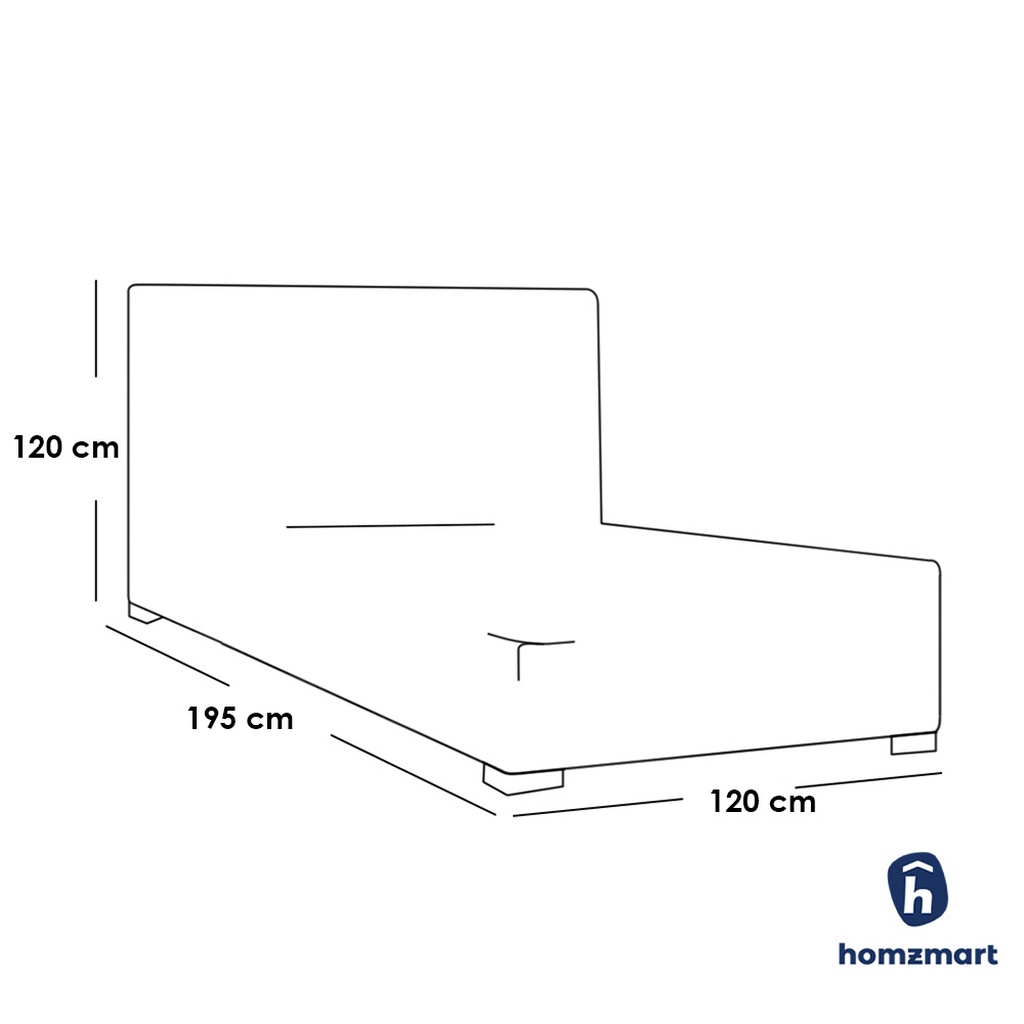 MDF and Hummer Fabric Single Bed 120x120x195 cm - Grey