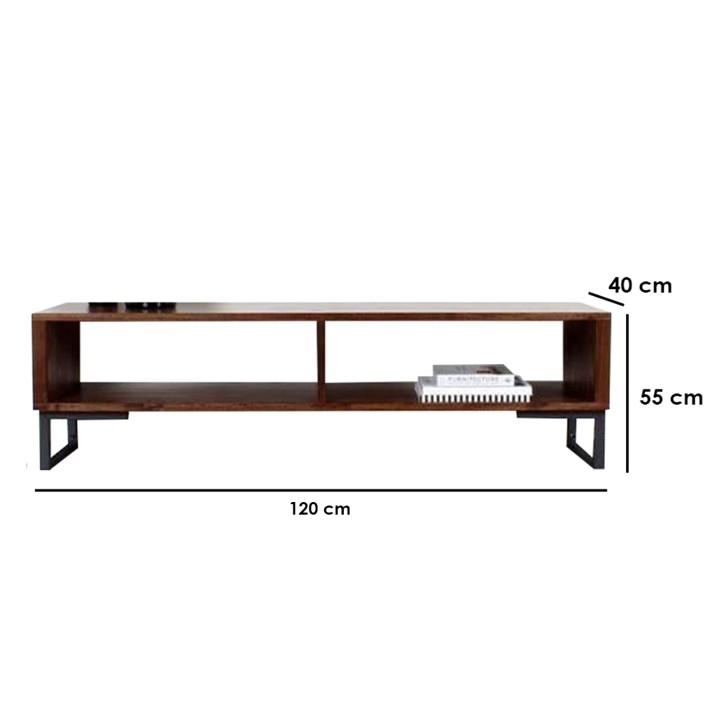 MDF and Steel Tv Unit Black and Brown - 55×40×120 cm