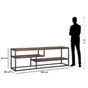 MDF and Steel Tv Unit Black and Brown - 65×40×140 cm