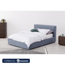 MDF and Velvet Fabric Queen Bed 150x120x200 cm - Blue