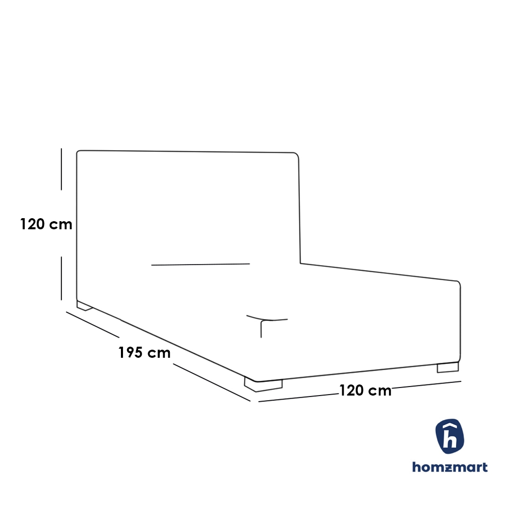 MDF and Velvet Fabric Single Bed 120x120x195 cm