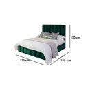 MDF and Velvet Fabric Single Bed 120×120×195 cm - Green