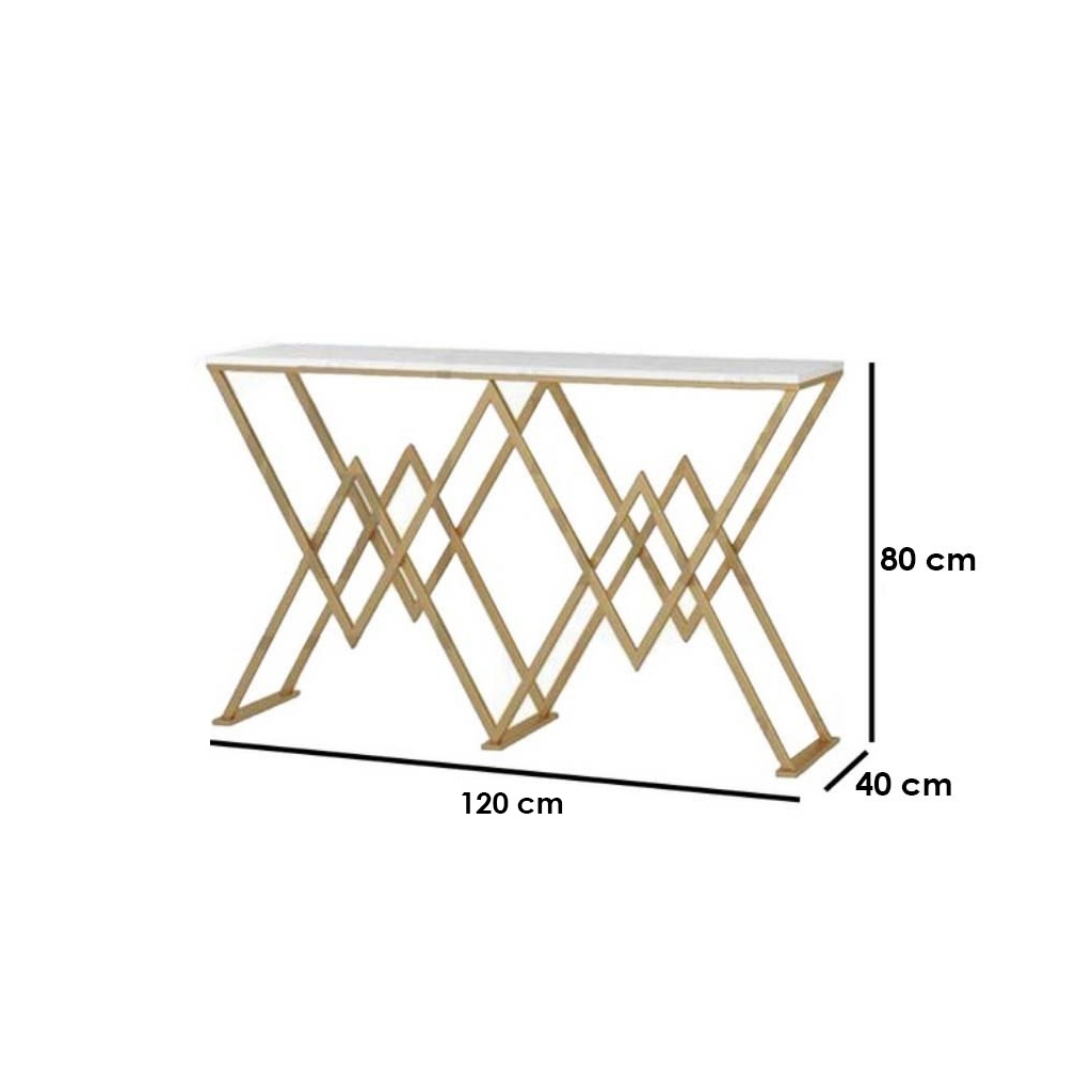 Marble and Steel Console Gold and White - 120x80x40 cm