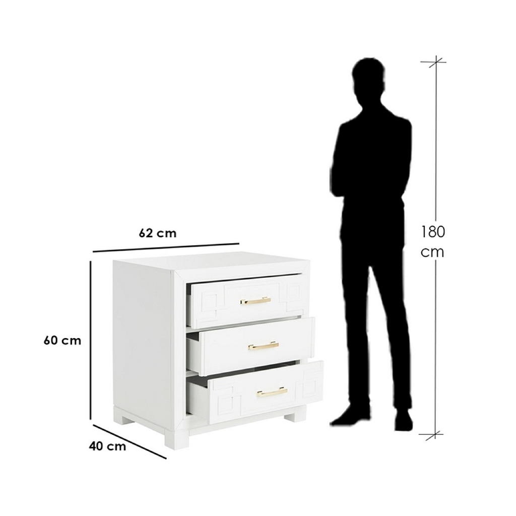 Mdf Bedside Table White - 60x40x62 cm