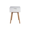 Mdf and Beech Wood Bedside Table White - 35x40x50 cm