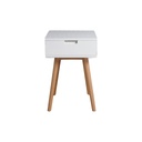 Mdf and Beech Wood Bedside Table White - 35x40x50 cm