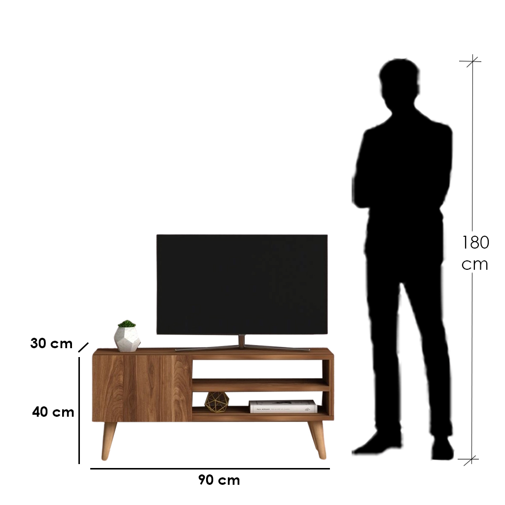 Melamine Wood and PVC Brown Tv Unit - 90 × 30 × 40 cm