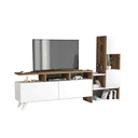 Melamine Wood and PVC Brown and White Tv Unit - 177 × 32 × 110 cm