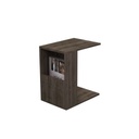 Melamine Wood and PVC Side Table Brown - 30x40x50 cm