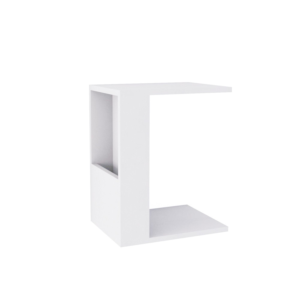 Melamine Wood and PVC Side Table White - 30x40x50 cm