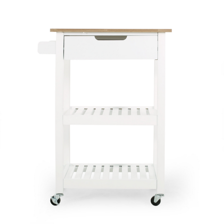 Moskey Wood Kitchen Storage Unit White and Beige - 85 × 40 × 64 cm