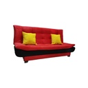 Muski Wood and Venice Fabric Sofa Bed - Black and Red