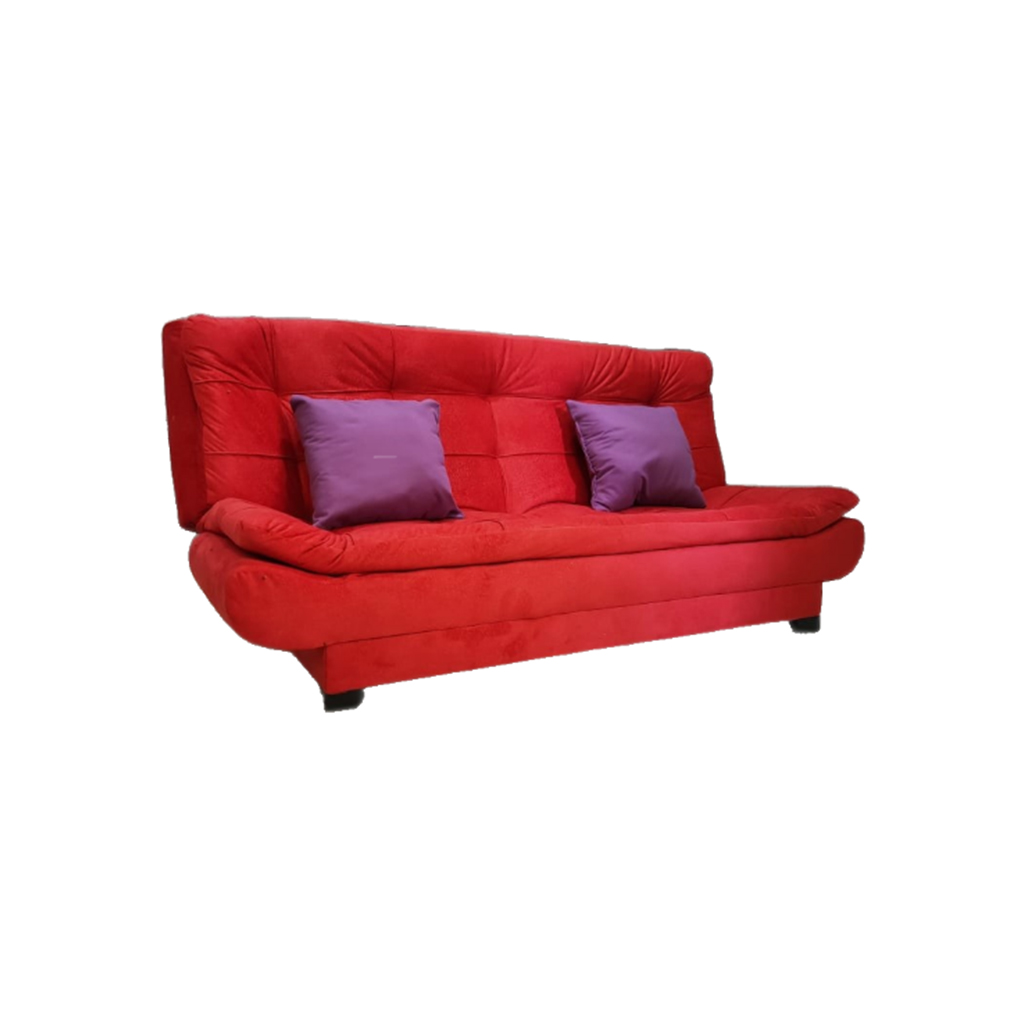 Muski Wood and Venice Fabric Sofa Bed - Red