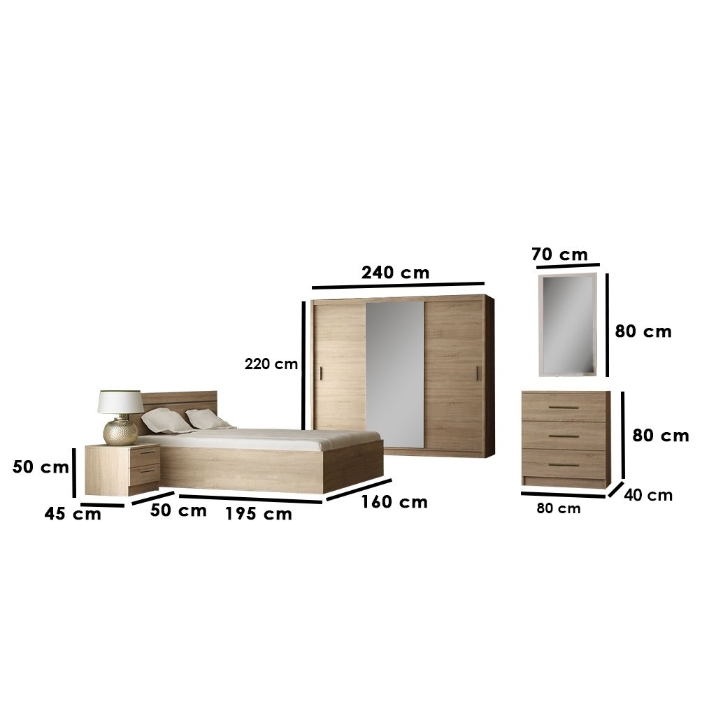 Bedroom Set - 5 Pieces - Beige - APF.3-2D