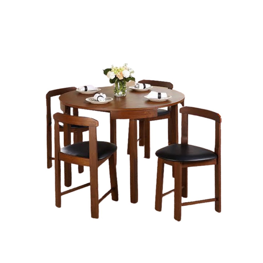 Beech Wood Dining Room Set 5 pieces Black and Brown