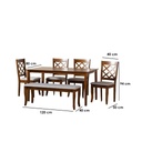 Beech Wood Dining Room Set 6 pieces Brown