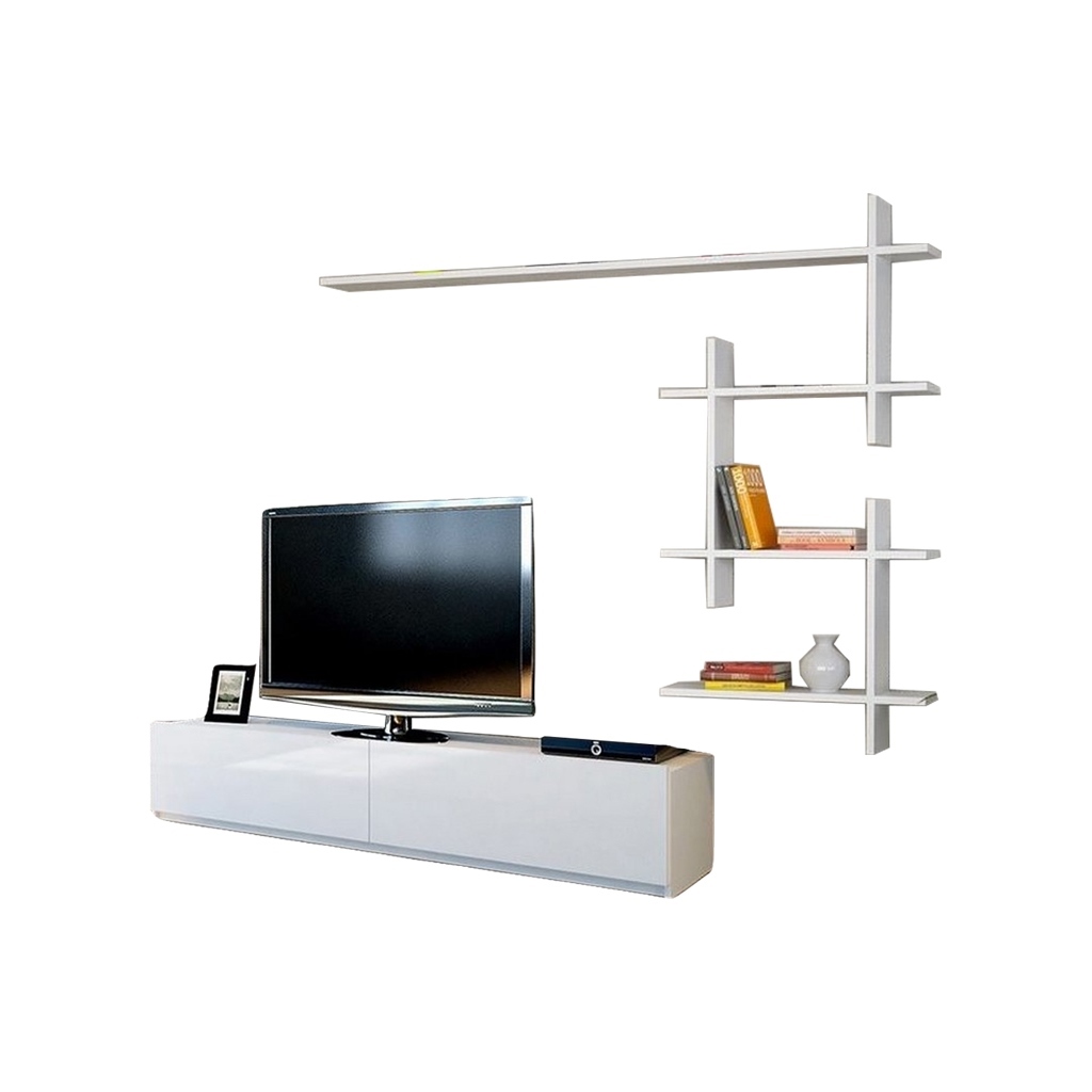 PVC White Tv Unit - 160 × 31 × 35 cm