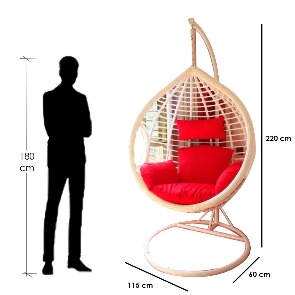 Plastic Rattan Single Hanging Chair - Beige