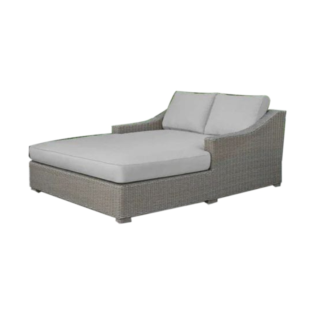 Rattan Plastic Chaise Longue - Beige