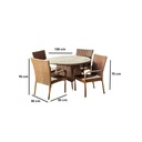 Rattan Plastic Outdoor Set 5 Pieces - Brown