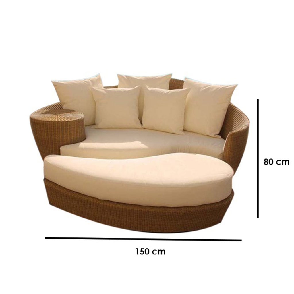 Rattan Plastic Outdoor Sofa - Beige