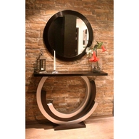 Red Beech Wood Gold Console - 36 × 90 × 120 cm