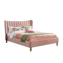 Red Beech Wood and Hammer Velvet Fabric King Bed 120x160x200 cm - Pink