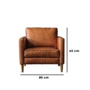 Beech Wood and Leather Arm Chair - Brown