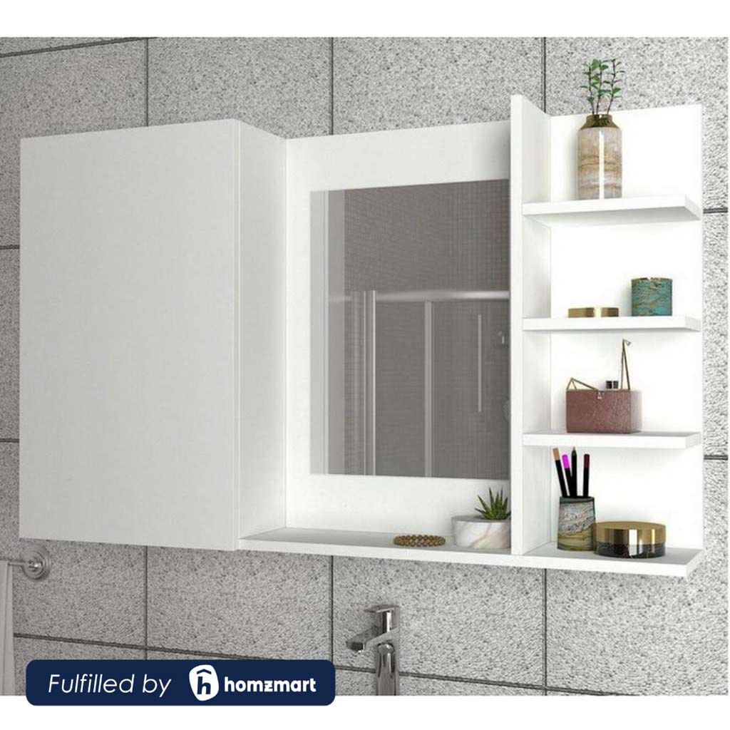 Spanish MDF Bathroom Mirror White - 70 × 18 × 120 cm + 3 Free Shelves