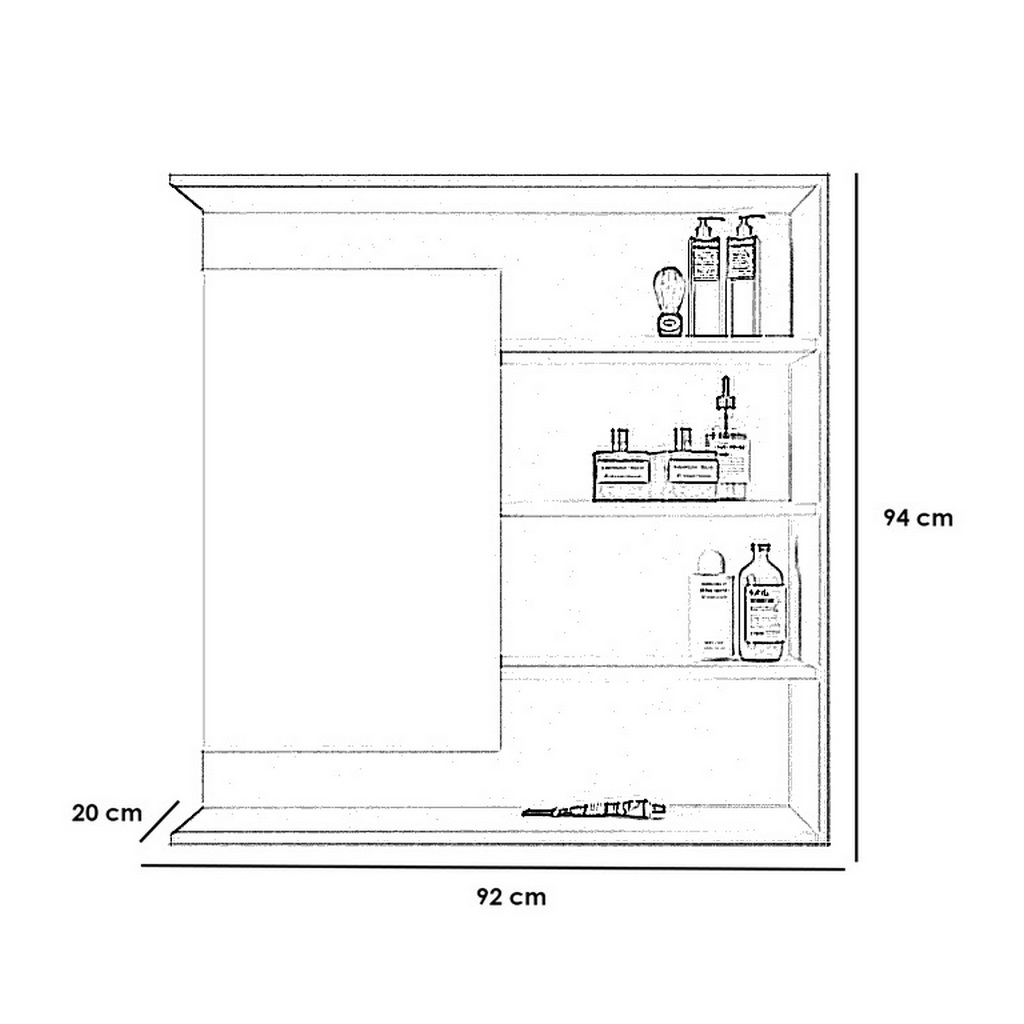 Spanish MDF Bathroom Mirror White - 94 × 20 × 92 cm