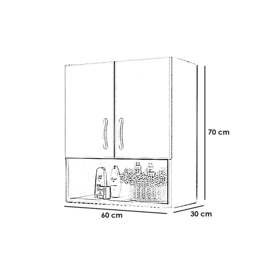 Spanish MDF Bathroom Storage Unit Beige and White - 70 × 30 × 60 cm