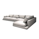 Beech Wood and Linen Fabric L-Shape Sofa - Grey