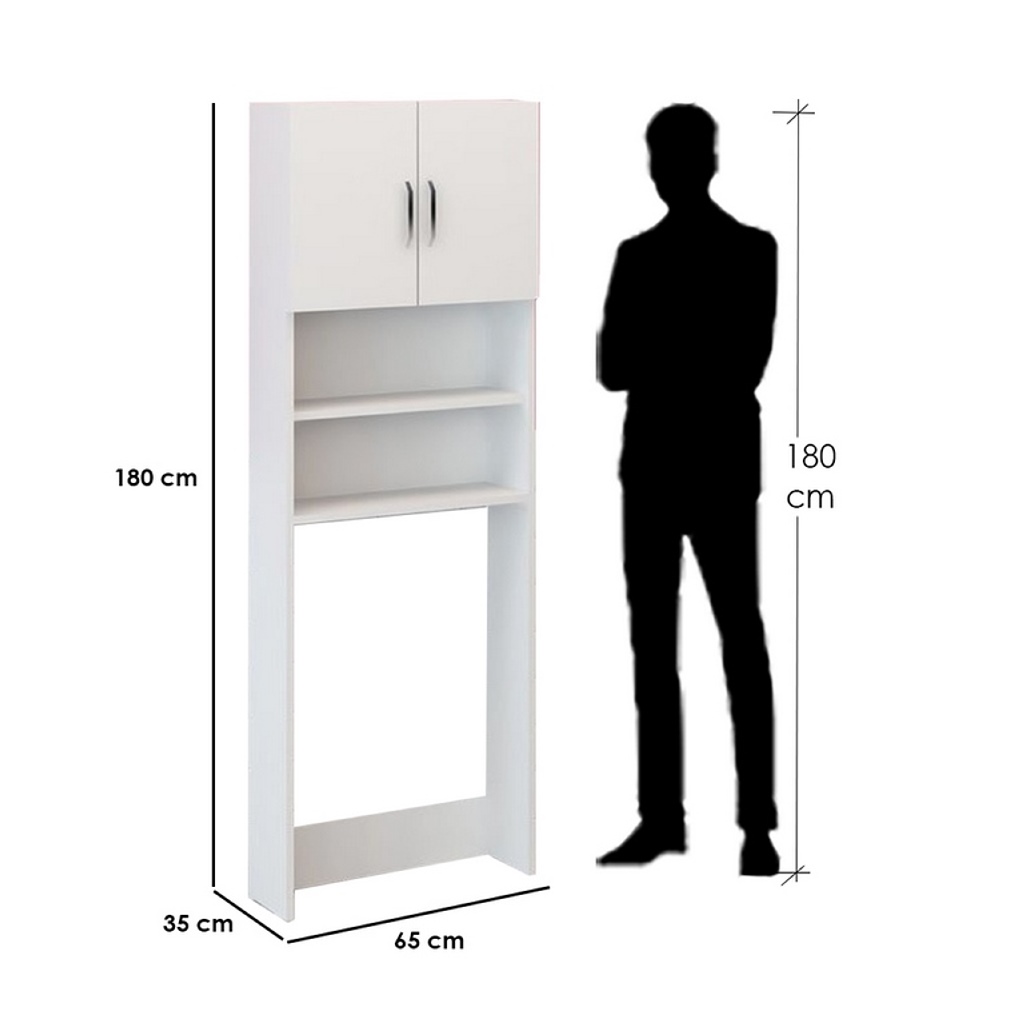 Spanish MDF Bathroom Storage Unit White - 180 × 35 × 65 cm