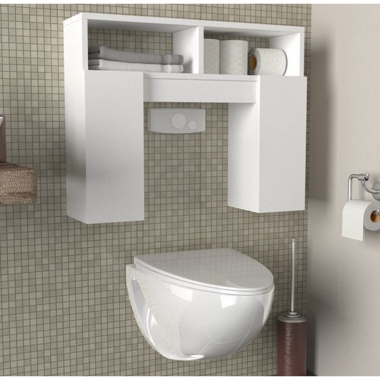 Spanish MDF Bathroom Storage Unit White - 61 × 20 × 76 cm