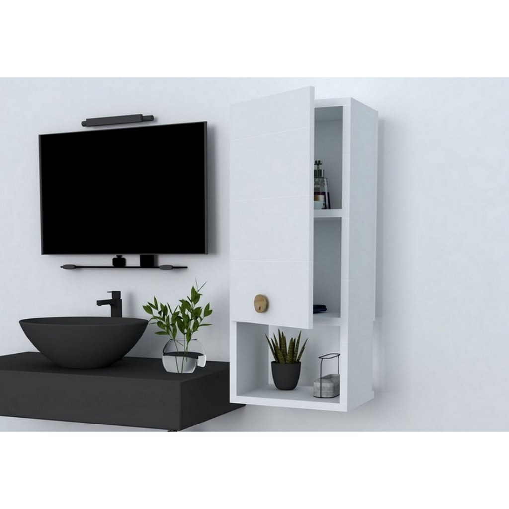 Spanish MDF Bathroom Storage Unit White - 71 × 22 × 30 cm