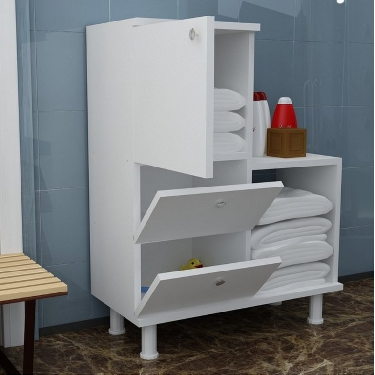 Spanish MDF Bathroom Storage Unit White - 87 × 30 × 68 cm