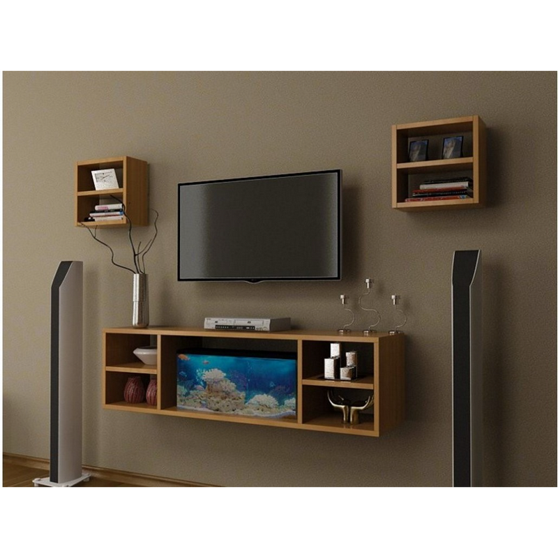 Spanish MDF Beige Wall-mounted TV Unit - 120 × 30 × 33 cm