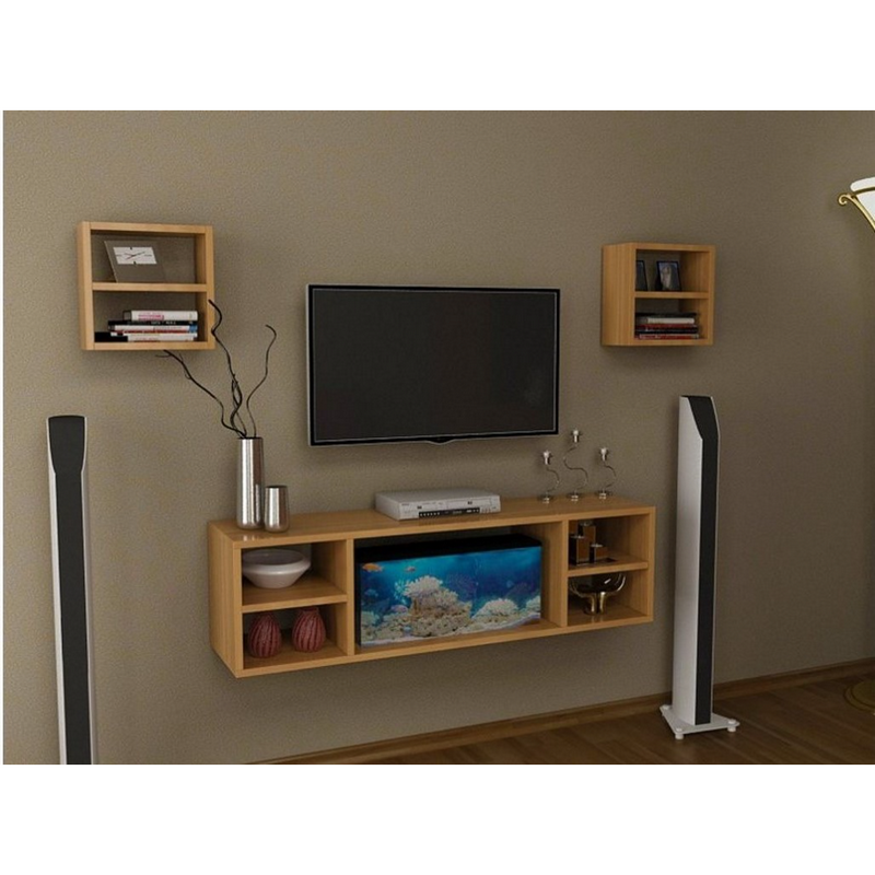 Spanish MDF Beige Wall-mounted TV Unit - 120 × 30 × 33 cm