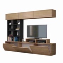 Spanish MDF Beige and Black Tv Set - 180 × 35 × 180 cm