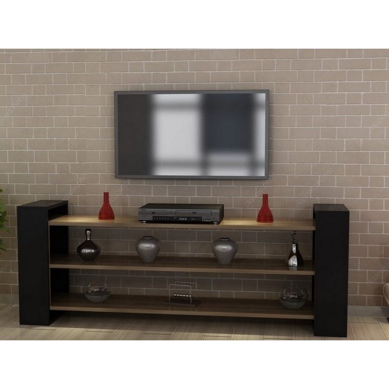 Spanish MDF Black and Beige Tv Unit - 150 × 30 × 60 cm