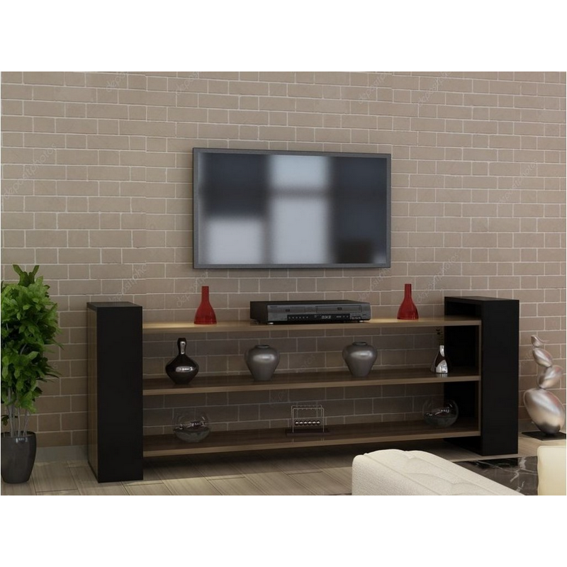 Spanish MDF Black and Beige Tv Unit - 150 × 30 × 60 cm