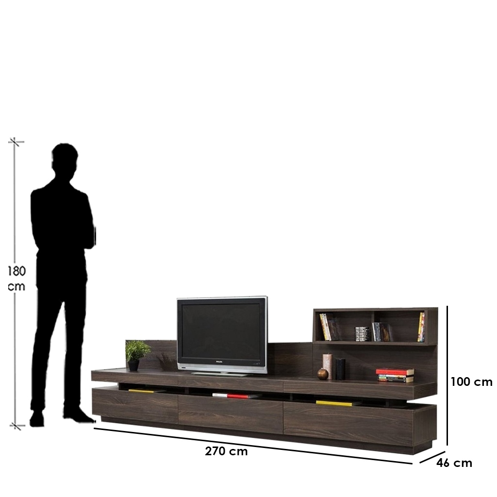 Spanish MDF Brown Tv Unit - 270 × 46 × 100 cm