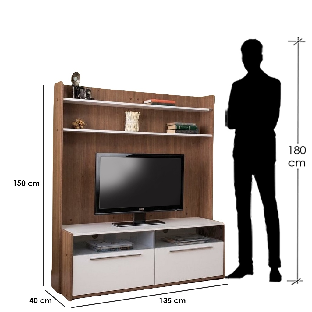 Spanish MDF Brown and White Tv Unit - 135 × 40 × 150 cm