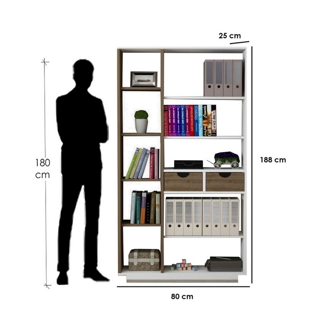 Spanish MDF Display Unit White and Brown - 188x25x80 cm