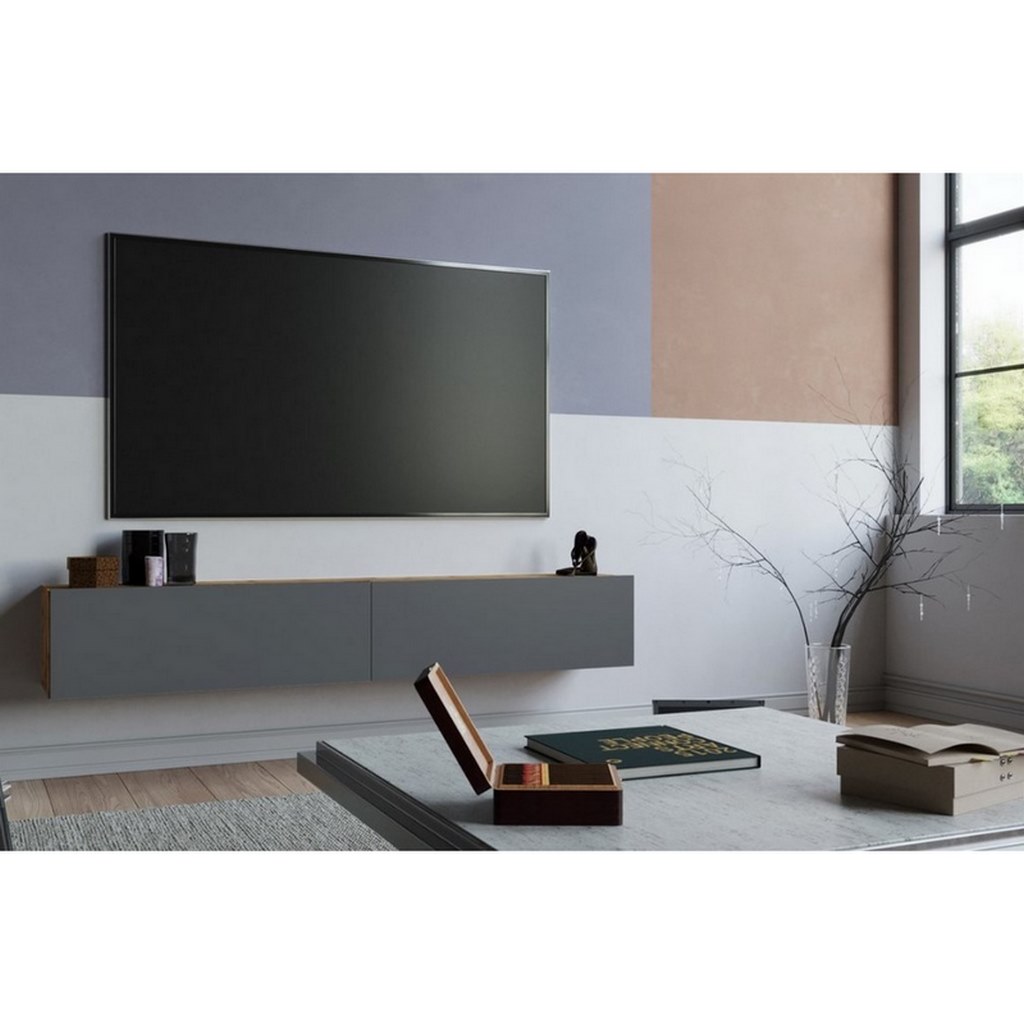 Spanish MDF Gray and Beige Tv Unit - 180 × 30 × 32 cm