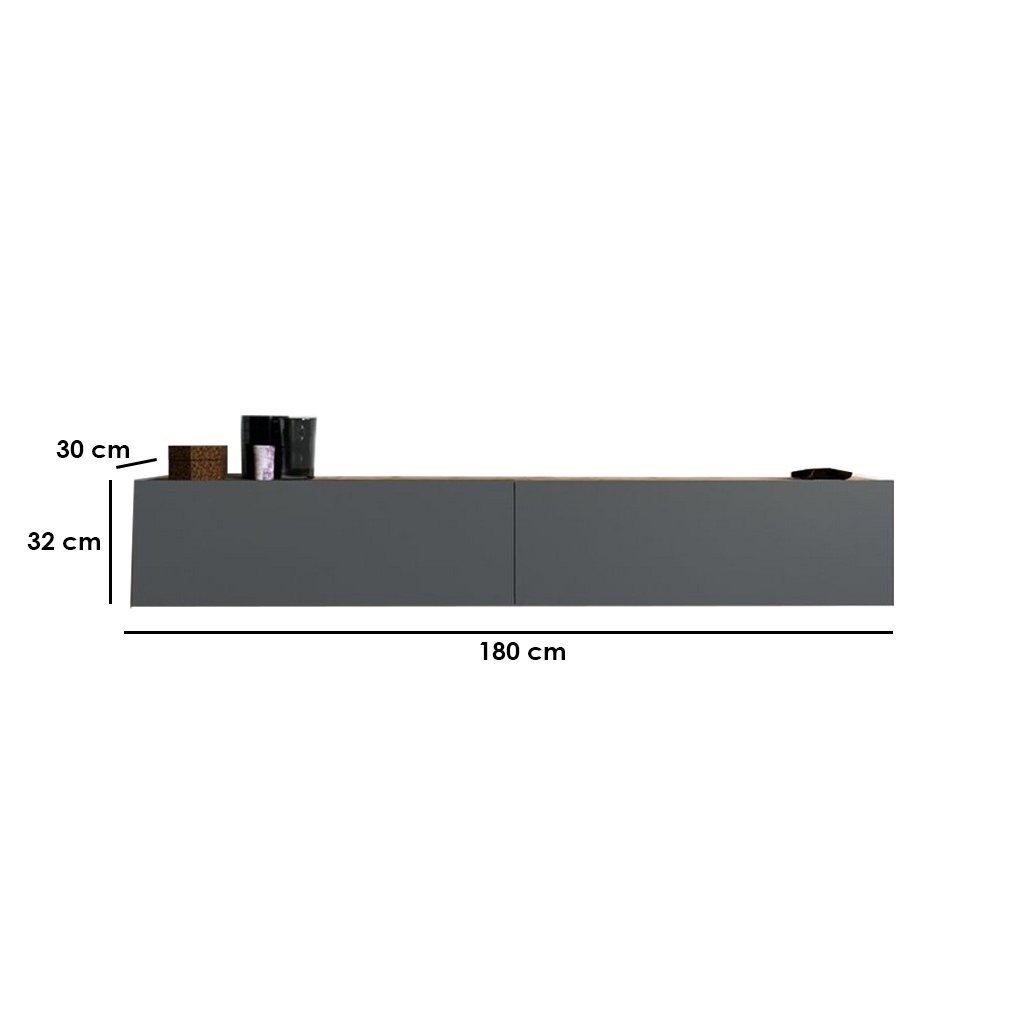 Spanish MDF Gray and Beige Tv Unit - 180 × 30 × 32 cm