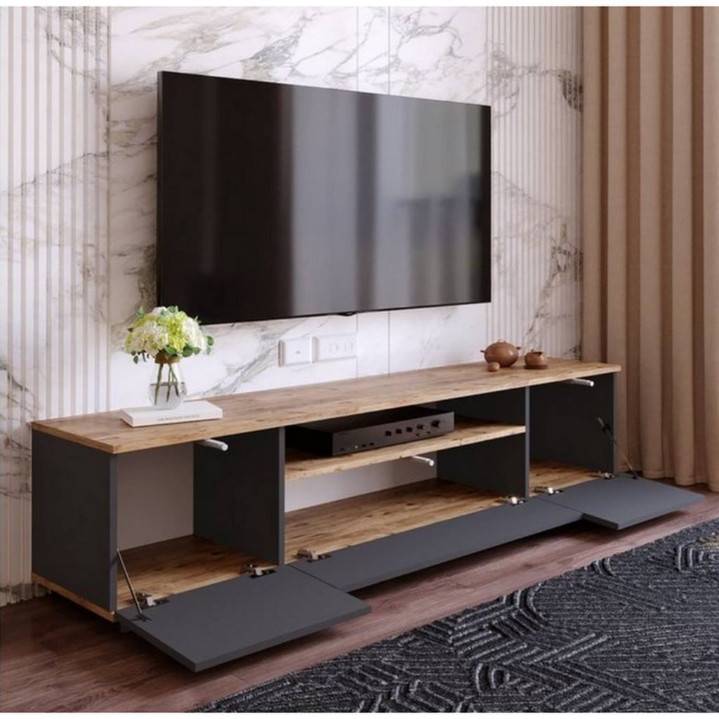 Spanish MDF Gray and Beige Tv Unit - 180 × 45 × 40 cm