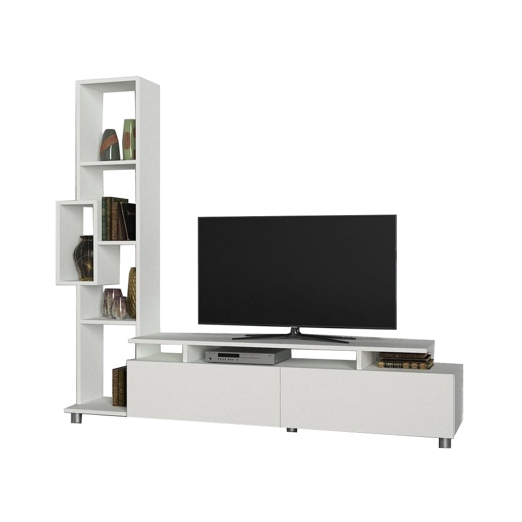 Spanish MDF White Tv Set - 160 × 30 × 160 cm