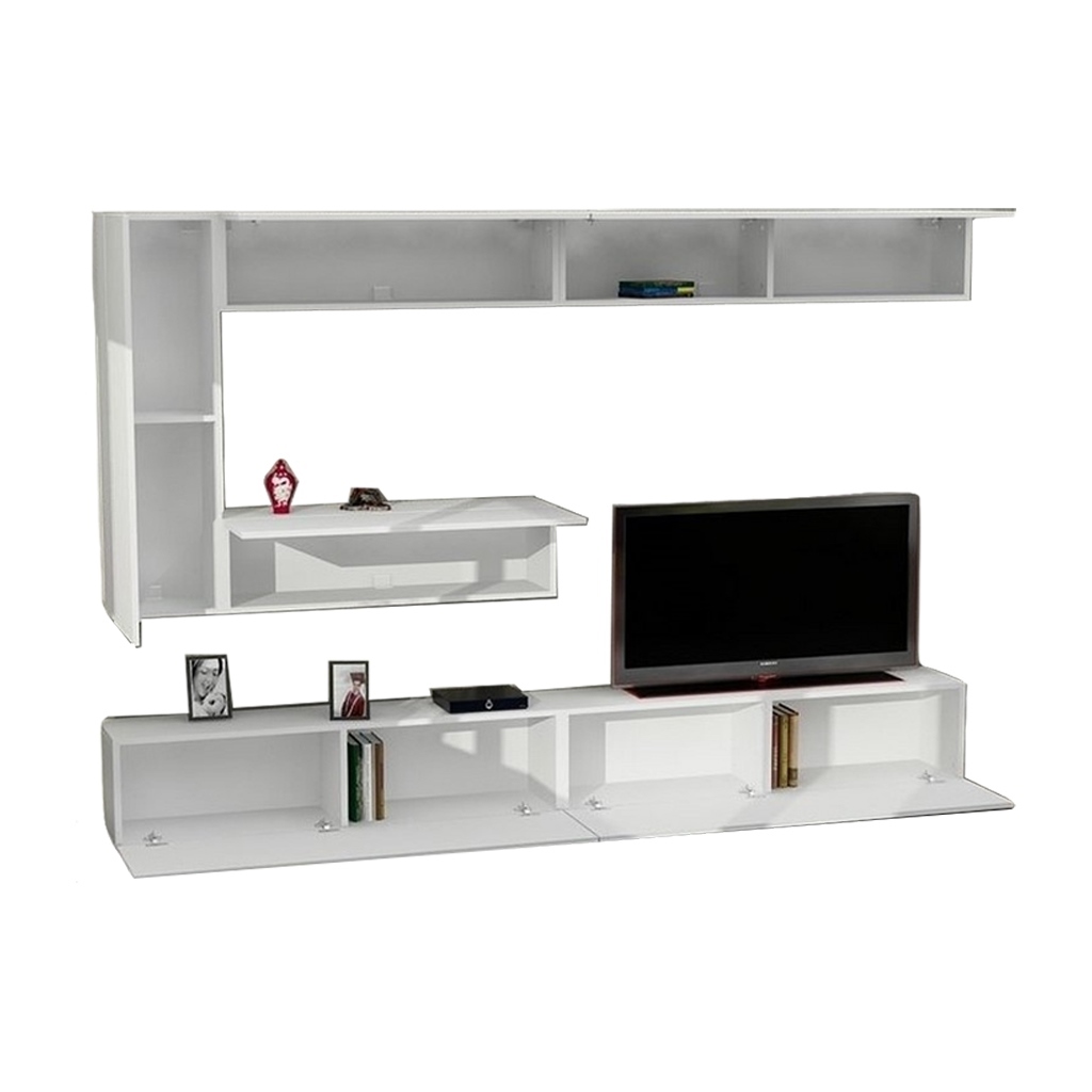 Spanish MDF White Tv Set - 2 pieces