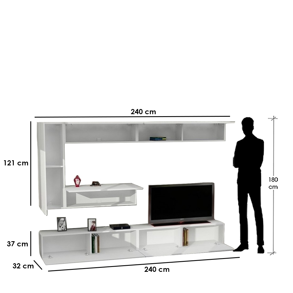 Spanish MDF White Tv Set - 2 pieces